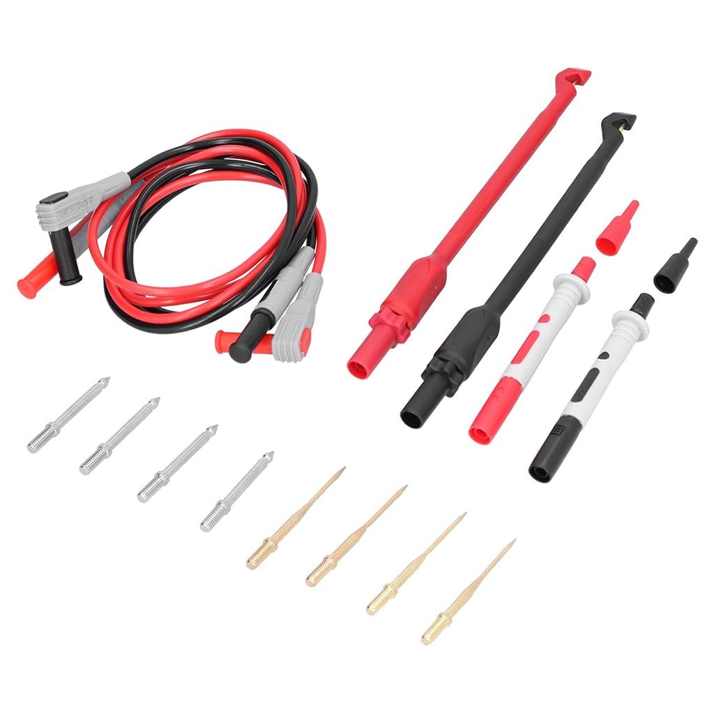 P1033B Banana Plug Test Leads Kit, Replaceable Needle & Hook Probes for Multimeter, High Conductivity Brass & Silicone, Ideal for Home, Lab, Auto &