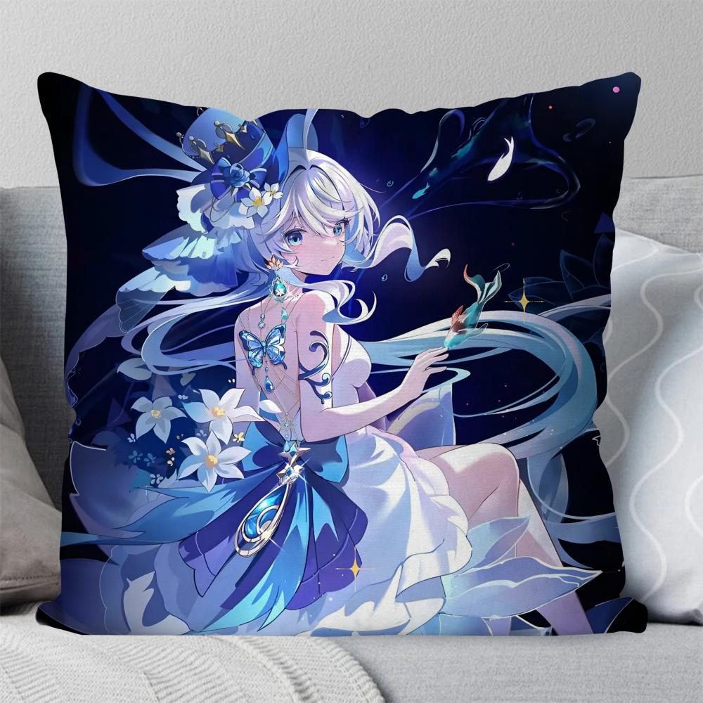 Furina Animation Spiel G-Genshin I-Impact Kissenbezug Quadratisches Kissen Schlafzimmer Sofa Freizeit Komfort Wohnzimmer Heimdekoration 40X40