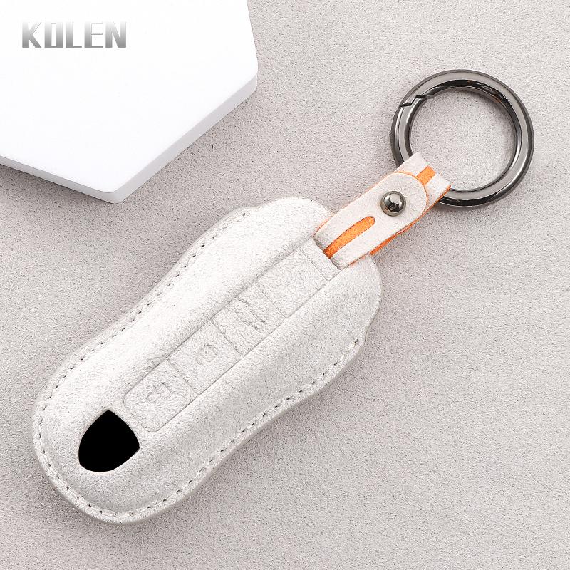 AABKR1 Leather Car Remote Key Case Cover Shell For Porsche Panamera Cayenne 971 911 9YA Boxster 3 Buttons Protected Fob Accessories Bag