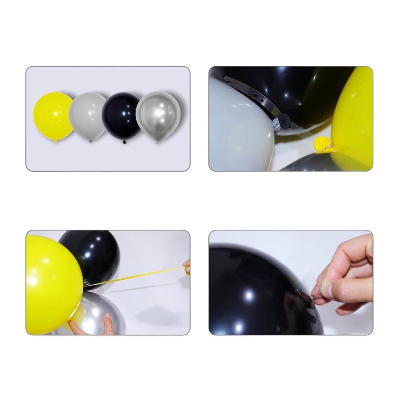 133-Piece Black, Yellow & Silver Balloon Garland Kit: Halloween-Themed Decor Bat Balloon Party Supplies