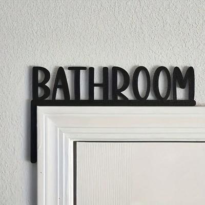 Metal Bathroom Sign Wall Hanging, Farmhouse Door Frame Corner Plaque, Modern Home Decor Indoor