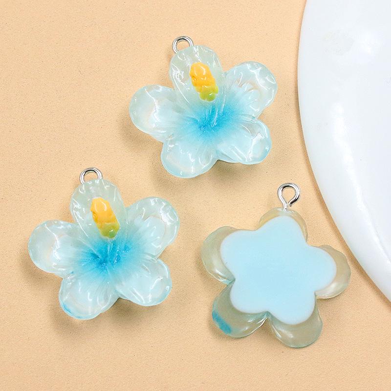 DIY Resin Plant Charm: Transparent Lotus & Cherry Blossom Five-Petal Flower Pendants