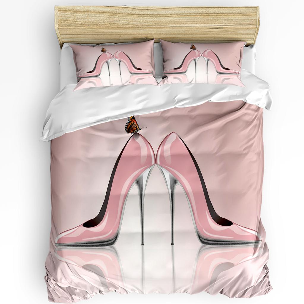 3pcs Bedding Set Pink Plaid Home Textile Duvet Cover Pillow Case Boy Kid Teen Girl Bedding Covers Set