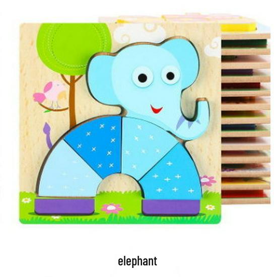 Verdicktes 3D-Holztier- und Transportpuzzle - Pädagogische Bausteine für Kleinkinder