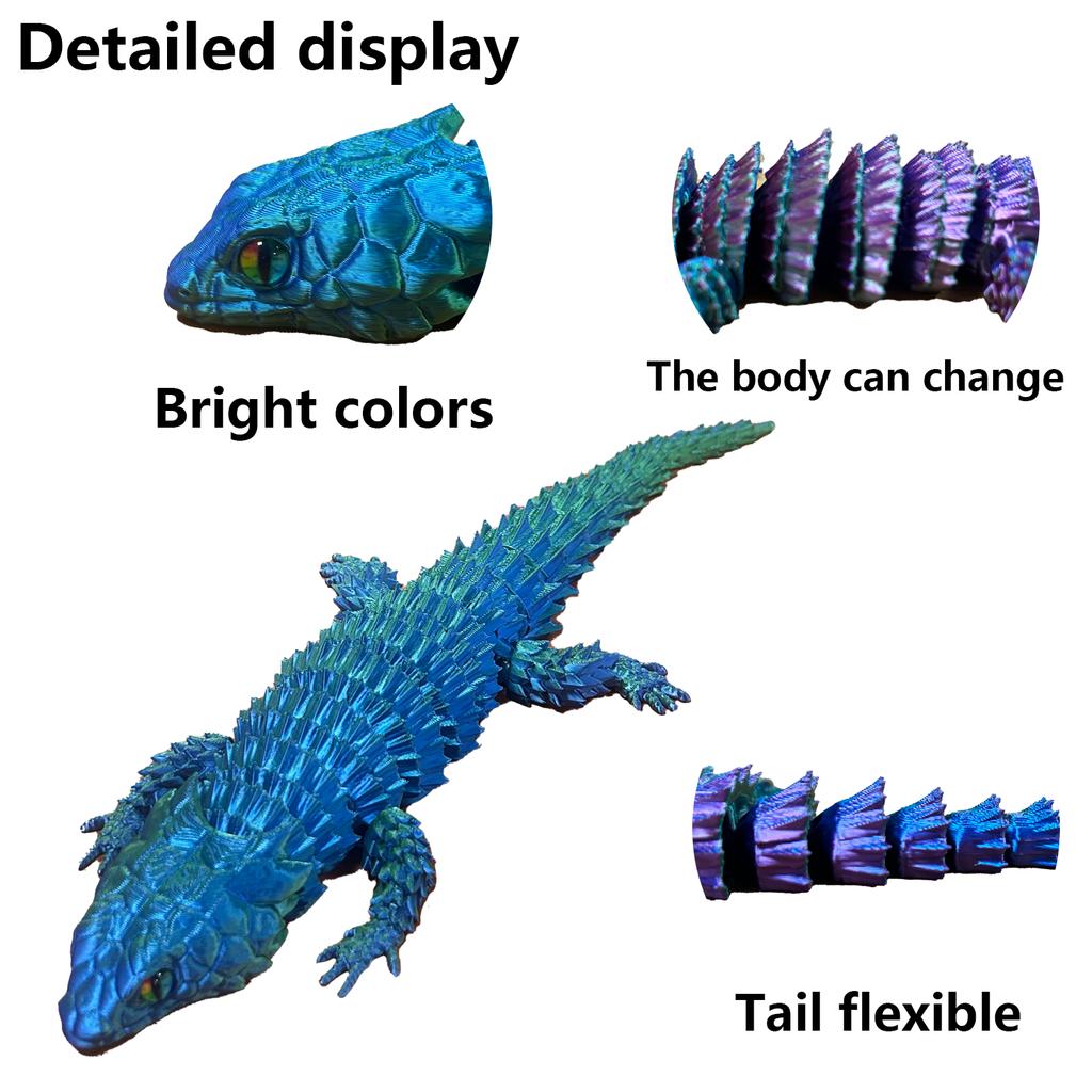 Statuietă Șopârlă Imprimată 3D, Animal Flexibil Imprimat 3D, Statuie Figurine Colorate, Cadouri, 36.5Cm/14.37In, 23.5Cm/9.25In