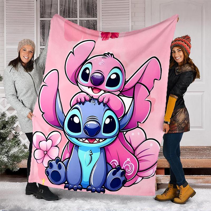 Stitch Love Flannel Fleece Blanket Cozy Warm Throw Blanket For Couch Bed Travel All Season Use