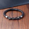 Landy American Vintage Leather Bracelet Stainless Steel Fashion Trendy Accessories Black Gun Plated Lock Twisted Bracelet