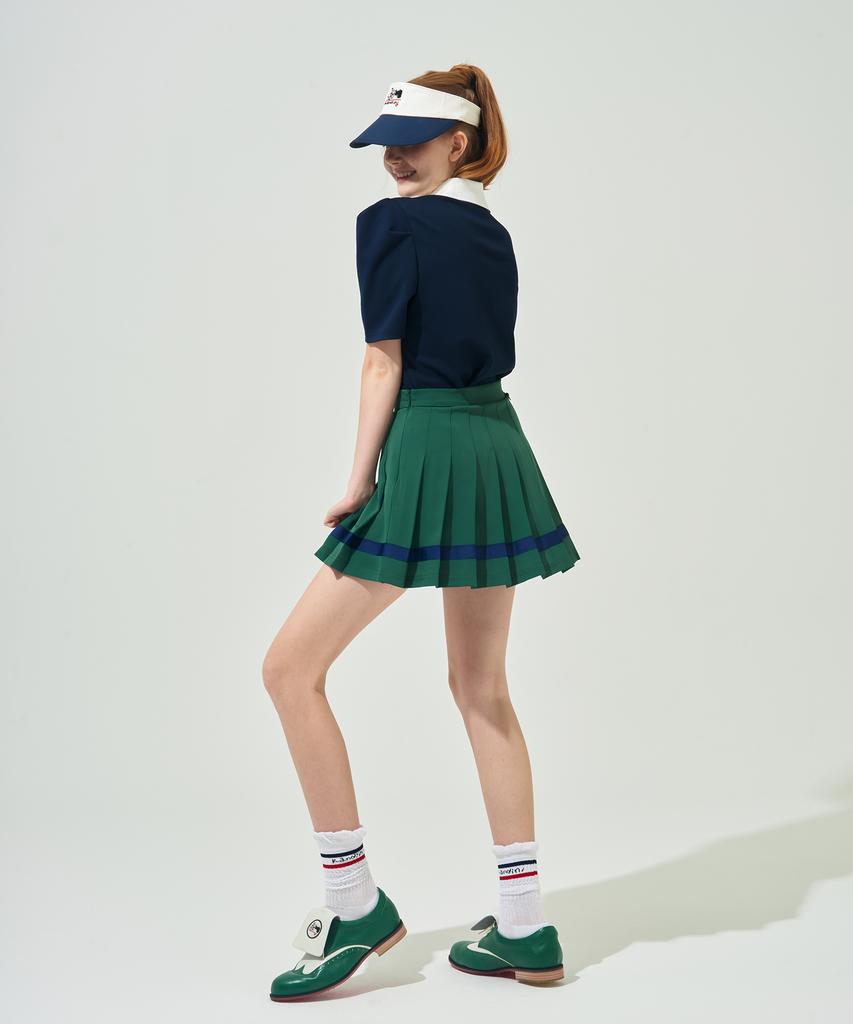 KANDINI Green Line Pleated Skirt