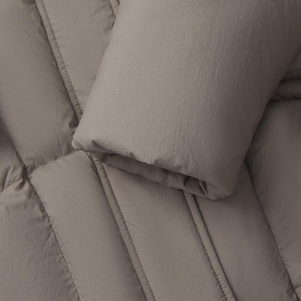 Li Ning Womens Fitness Series Loose Hooded Solid Color Versatile Casual Short Zipper Winter Down Jacket Women Outerwear Tree-Gray Brown AYMU086-4