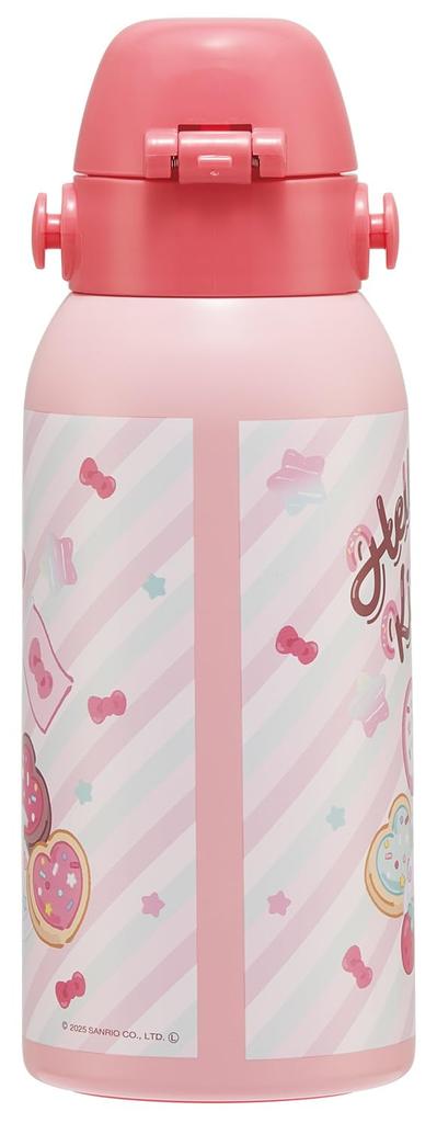 Skater Water Direct Sanrio Hello Kitty Fancy Snacks Stainless Sports Water Children's Bottle, 600ml, Drinking, & Weets, Girls', Insulated, Steel,
