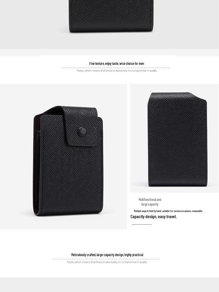 Stylish Multi-functional Cross-Grain Card Holder with Buckle for Coins and IDs