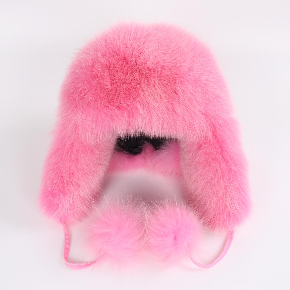 On Sale Real Fox Fur Women's Russian Ushanka Aviator Trapper Snow Skiing Hats Caps Earflap Winter Ladies Fox Fur Bomber Hat