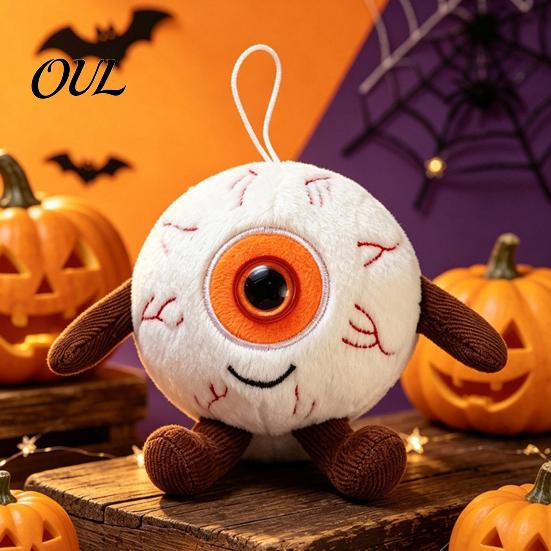 Portable Plush Toy Halloween Eyeball Keychain, Funny Scary Eye Stuffed Pendant Window Hanging Decoration for Backpack, Spooky Mini Doll Bag