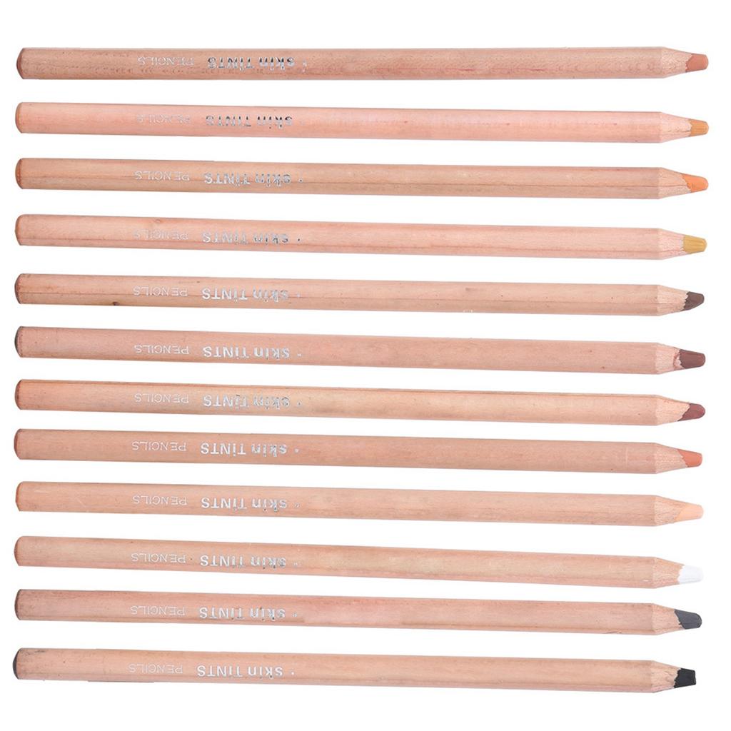 12Pcs Pastel Pencils Wooden Rod Professional Sketching Painting Tool Art Supplies