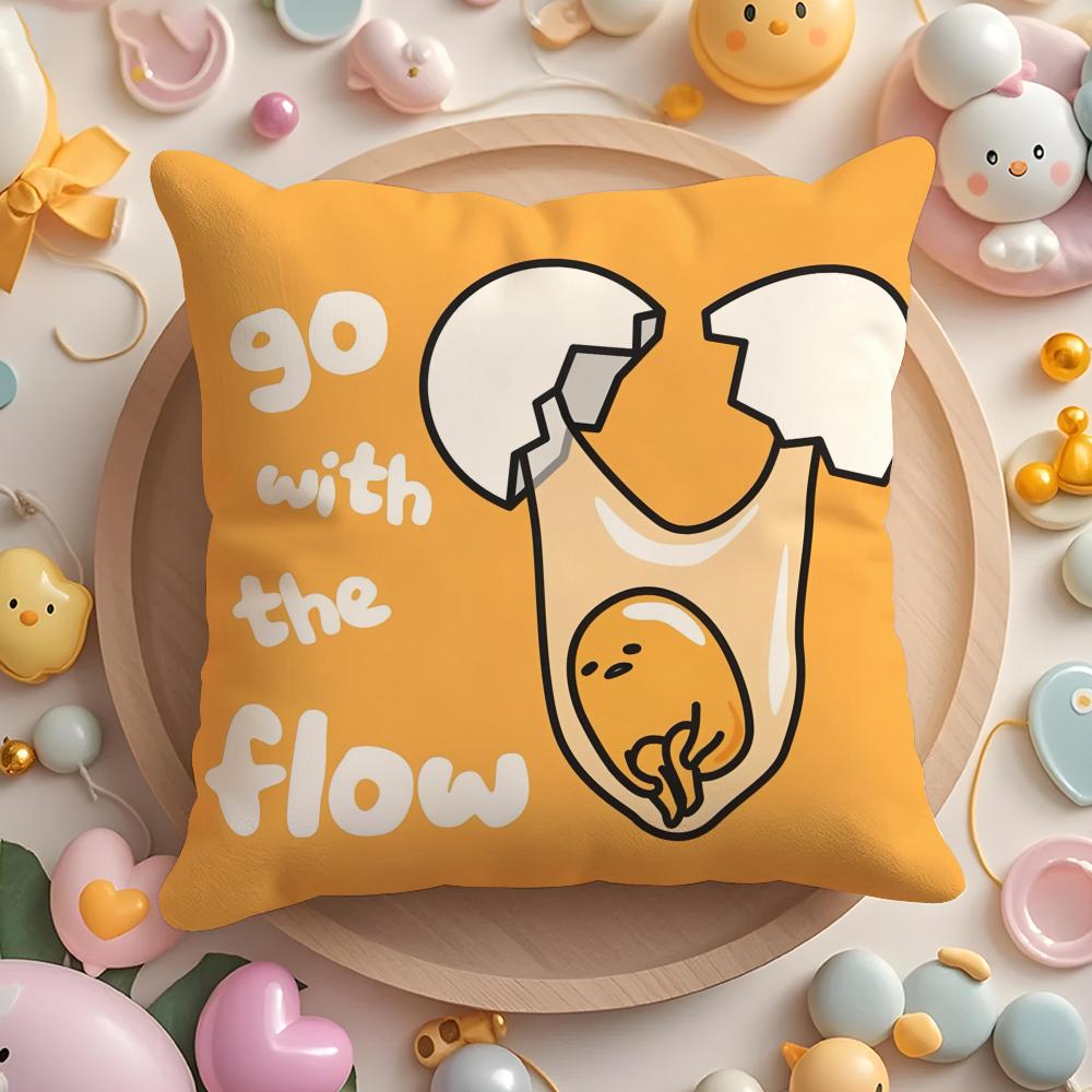 

Cute Gudetama Pillow Case Plush Fabric Soft Double-Sided Printed Sofa Warm Winter Home Child Gift Cushion Cover 12x12Inch
