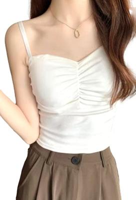 Aquamie BH BH Short Sexy Short Herz mit Cups Camisole, Top, Cami, Cami, Länge, Druck, Ärmellos, (Weiß)