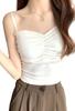 Aquamie Bra Bra Short Sexy Short Heart with Cups Camisole, Top, Cami, Cami, Length, Print, Sleeveless, (White)
