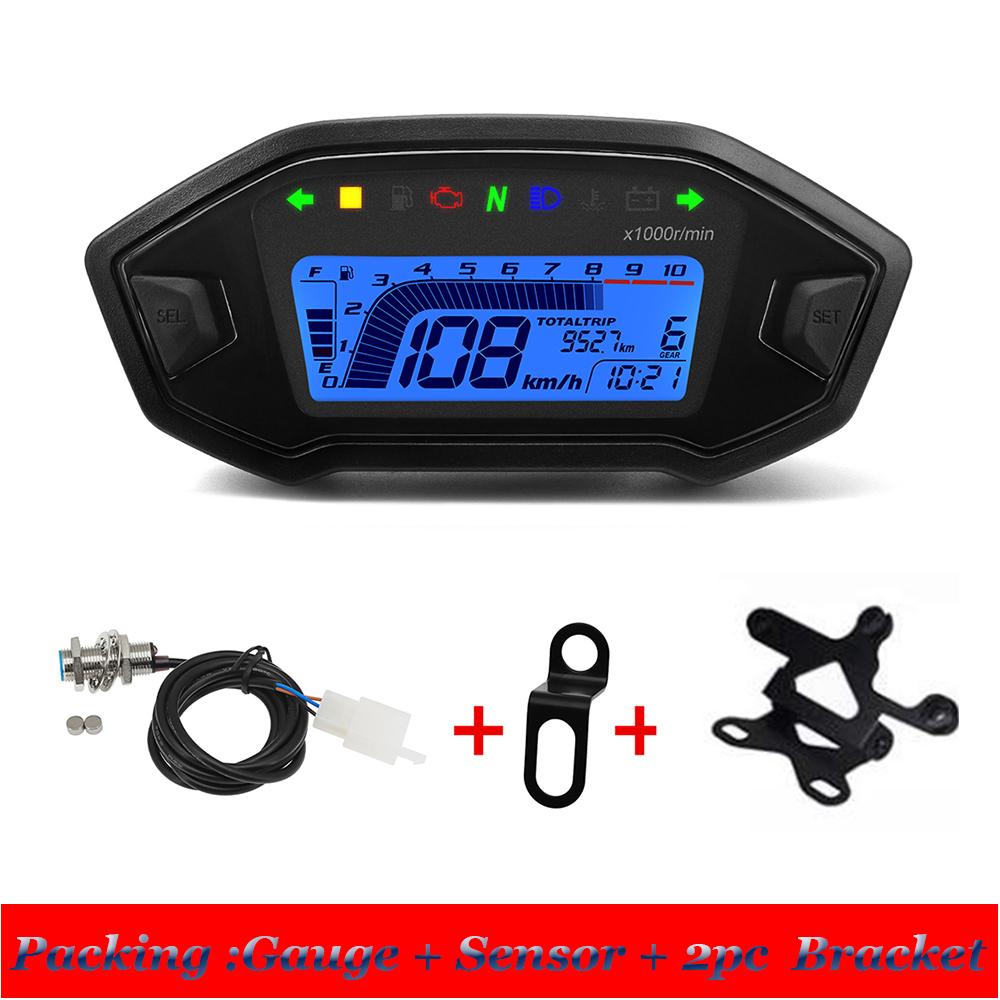LED Digital Meter Motorcycle Speedometer Adjust Backlight ODO TRIP KMH MPH for 2-4 Cylinders Engines Motor instruments For Honda