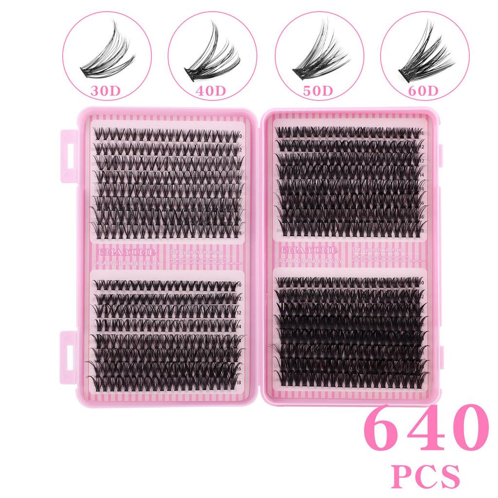 640 Tufts Of Natural Thick Single Tufts Of False Eyelashes Daily 10-18Mmdiy Segmented D Curl Hair