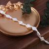 1String, White Baroque Rhombus Pearl 8×15mm, Fashion Women Natural Freshwater Pearl Beads for Jewelry Making DIY Crafts, Luxury Bulk Gifts 36cm