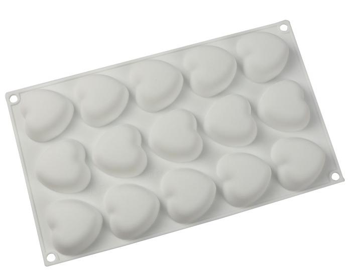 Silicone Heart Shaped Monoportion Mold 15 Nests Desserts Mousses Pralines