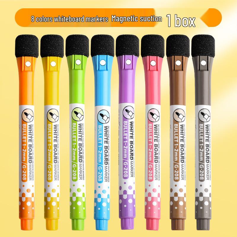12-Color Magnetic Washable Whiteboard Markers with Refrigerator Magnets and 3D Blackboard Writing Pens