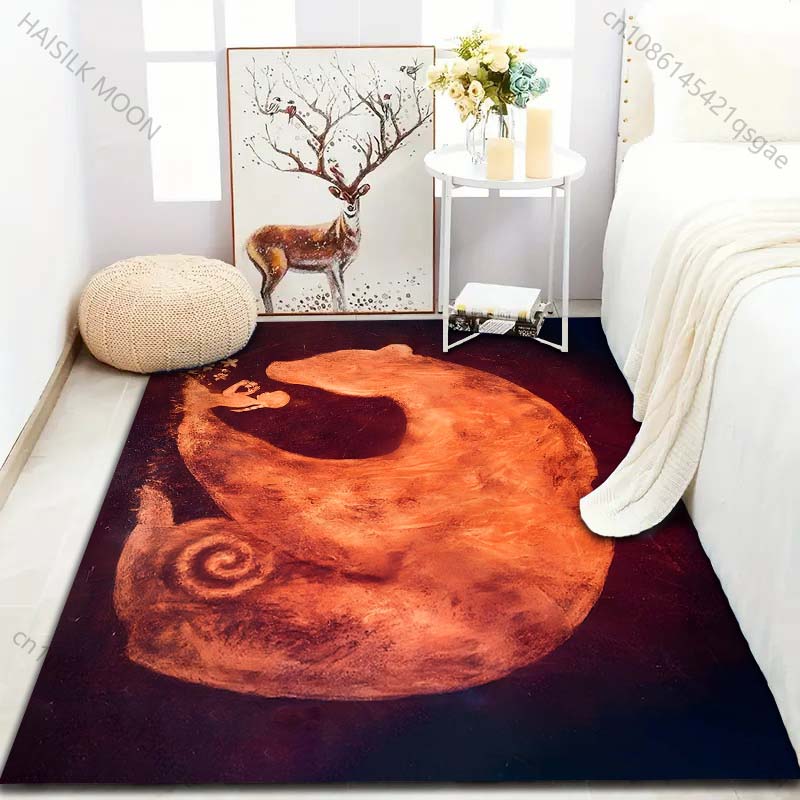 1PC Bear and Girl Print Carpet for Bedroom Living Room Bedside Sofa Floor Mat Modern Home Decor Area Rug Luxury Gift