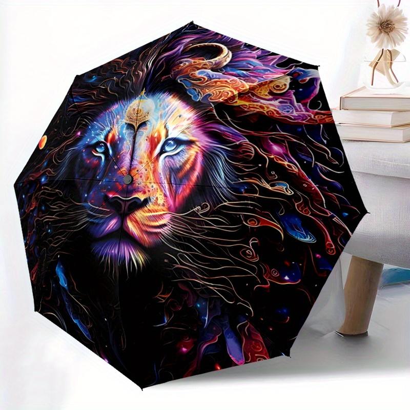 1pc Galactic Majesty Automatic Opening/Closing Umbrella with Portable Tri-Fold Design, 8-Bone Iron Frame - Outdoor Umbrella for Festivals, Travel