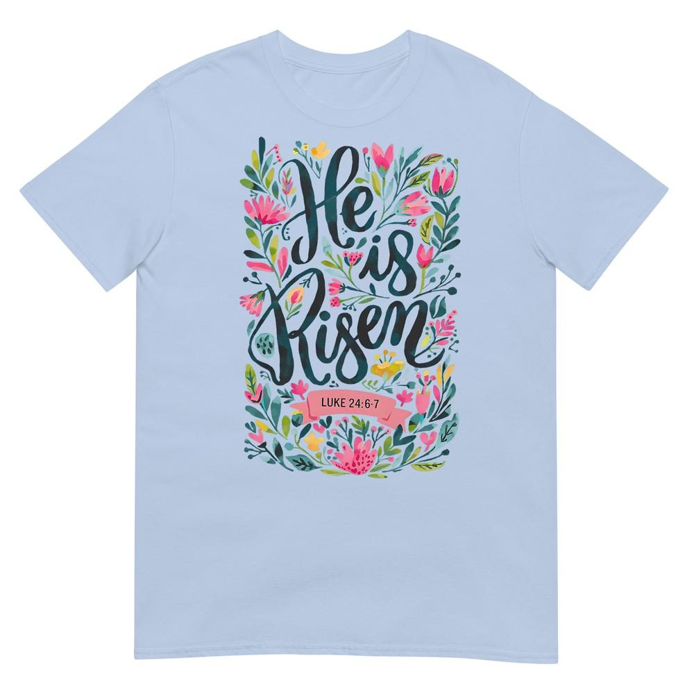 Floral Religious He Is Risen Christian Happy Easter TShirt S