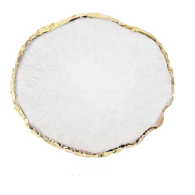 Resin Nail Art Painting Gel Palette DIY Manicure Accessories Tools Golden Edge Polish Agate Mix Stir Crystal Gem Plate