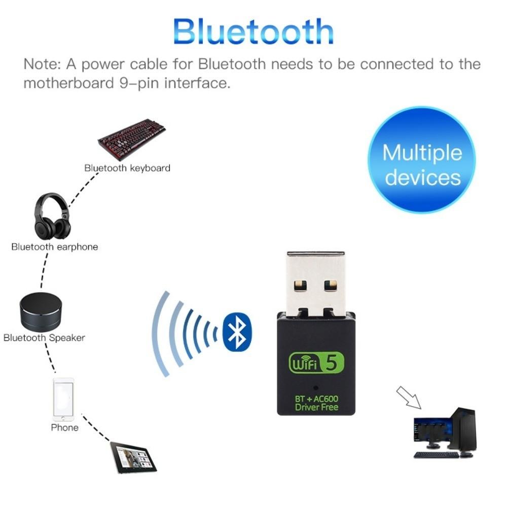 USB2.0 Bluetooth 5.0 2 In1 Dongle Bluetooth Wireless Network Card Wifi Network Adapter  Home Office