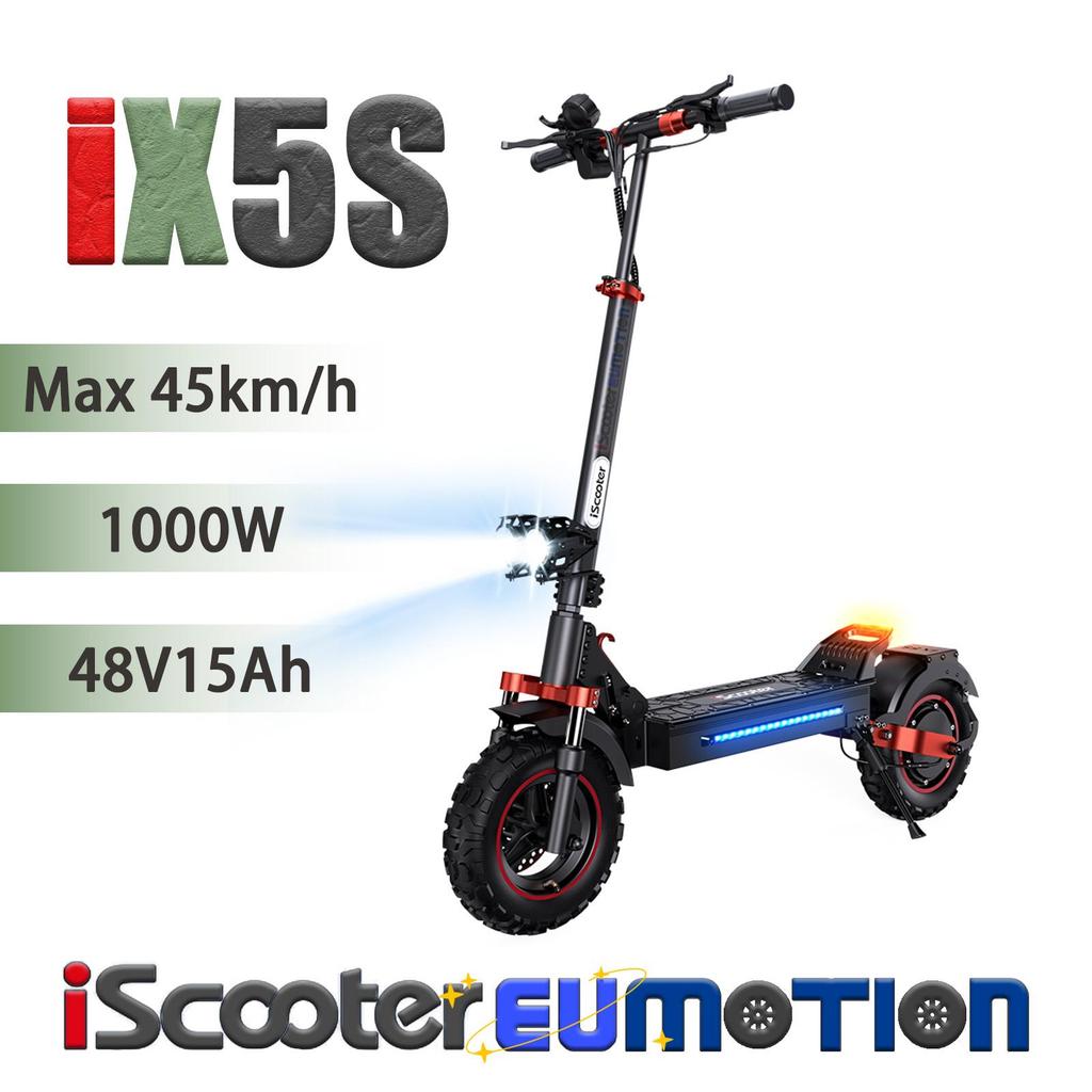 11" Large Wheel iScooter All Terrain E-Scooter 1000W Motor, 48V15Ah Battery, LCD Display, 45km/h High Speed Foldable E-Scooter with Ambient Light