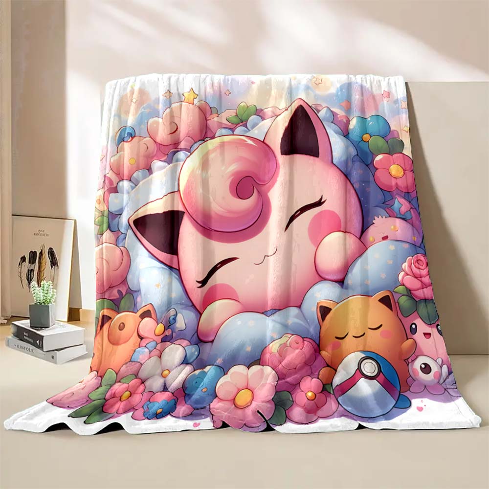 Coperte con Stampa Jigglypuff Pokémon Carino per Adulti Bambini Coperte Calde per Casa Viaggio Morbida e Confortevole Coperta Rosa Regali di Lusso