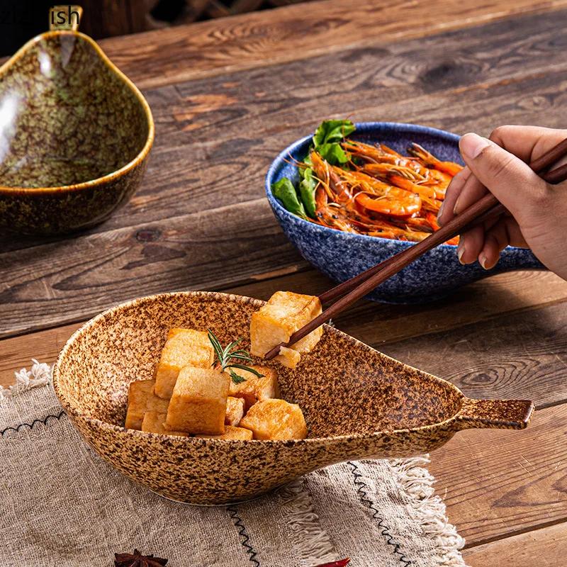 Pear Shaped Ceramic Salad Bowl Specialty Tableware Breakfast Bowls Dessert Plate Fruit Plate Soup Bowl Noodle Bowls Dim Sum Dish