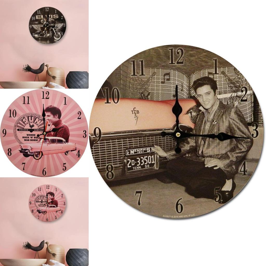 Minimally Retro Elvis Presley Patterned Wall Clock For Living Room Decor