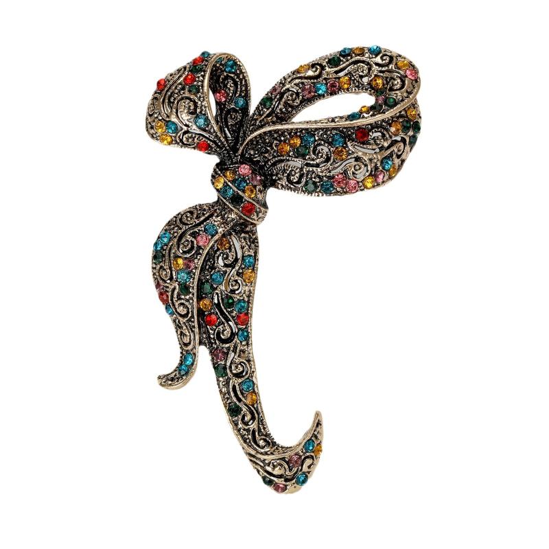 

{Summer2} Vintage Temperament Rhinestone Bowknot Brooches For Women Clothing Coat Accessries Gifts