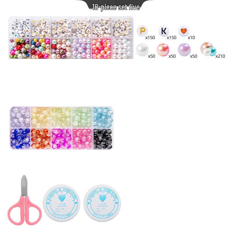 8mm Crackle Bead Bracelet Set: DIY Jewelry Flower Bead Accessories, Lampwork Crystal Loose Beads.