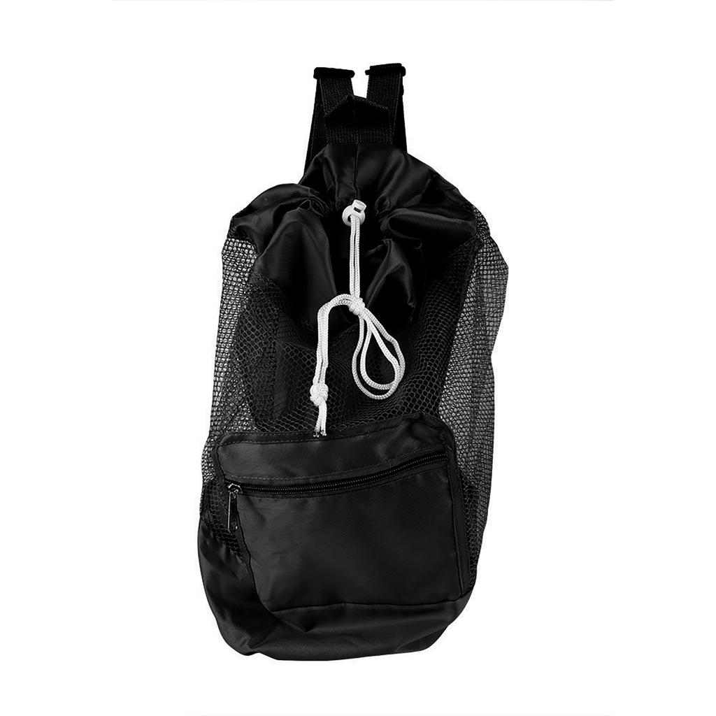 Portable Children Kids Mesh Drawstring Backpack Outdoor Beach Toy Storage Bag (Blue)