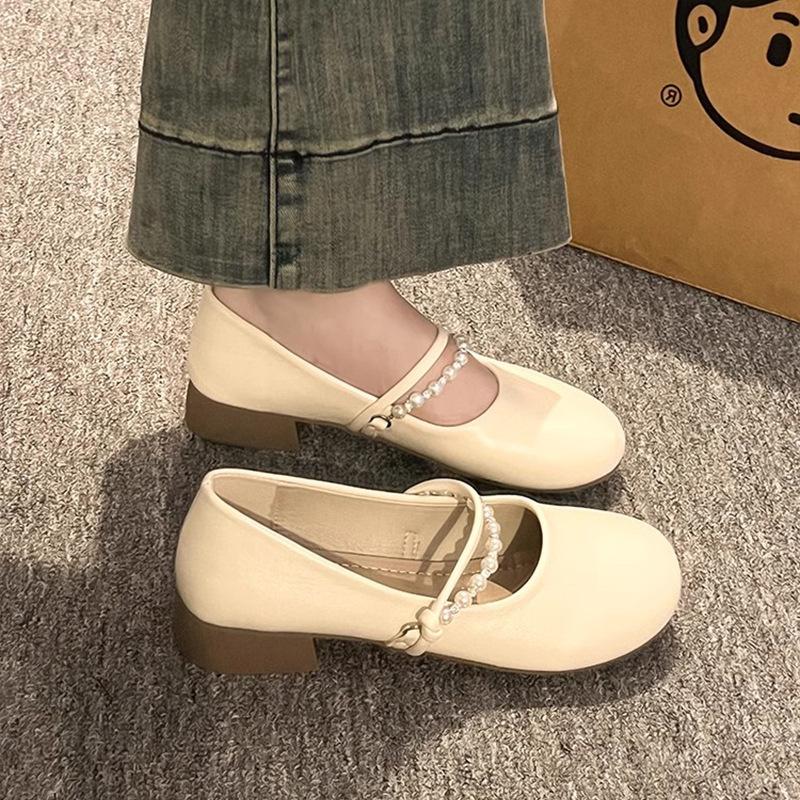 Late Evening Breeze Gentle Shoes Thick Heel Single Shoes Women's 2025 New Summer Mary Jane Shoes with Skirts Soft-soled Maternity Shoes