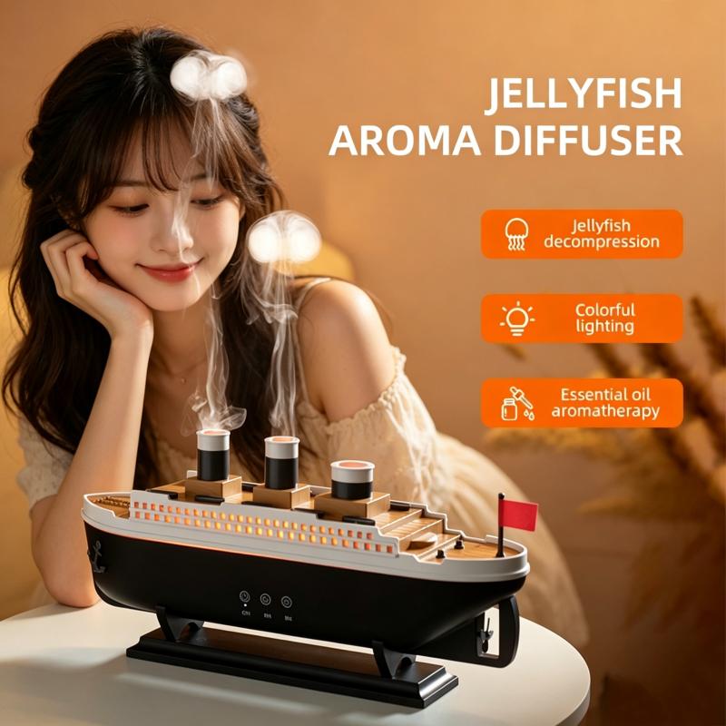 Xiaomi Cruise Ship Aroma Diffuser, Ultrasonic Cold Mist Humidifier with Remote Control, Whisper-Silent Operation, Stylish Home Decorati