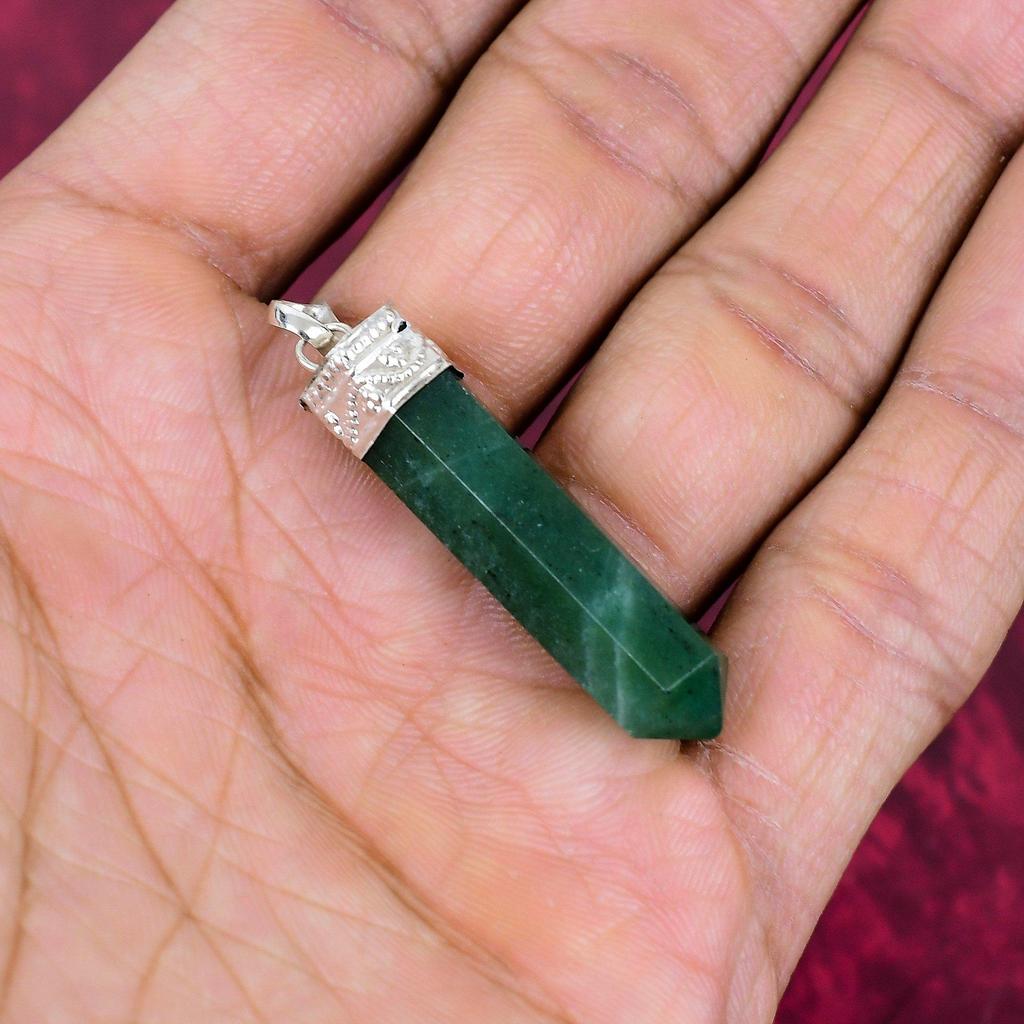 Im Labor hergestellter Smaragd Anhänger, 925 Sterling Silber Anhänger Edelsteinschmuck, Handgefertigter Anhänger Erstaunlicher Schmuck, Geschenk für Sie