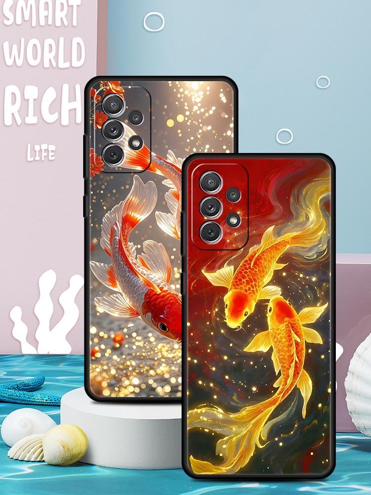 Goldfish Swimming Phone Case for Samsung Galaxy A55 A35 A15 A14 A13 A25 A54 A51 A71 A72 A73 A32 A52 A41 5G Soft TPU Shell Capas