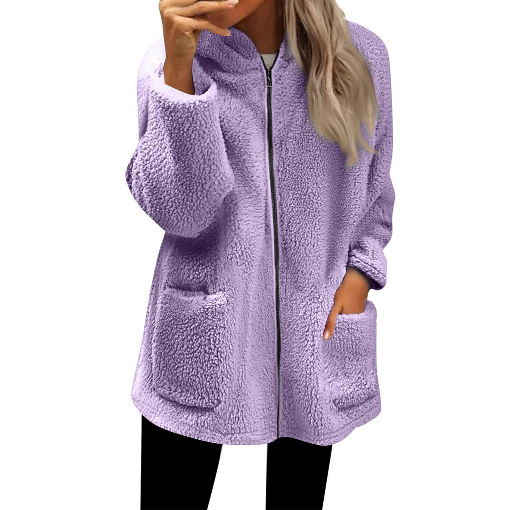 Damen Zip-Up Hoodies Übergroßes Fleece Langes Pullover Kapuzensweatshirt Lässig Langärmlig Herbst Hoodie Jacke