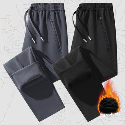 Men's Outdoor Fleece-Lined Thickened Autumn/Winter Windproof Waterproof Oversized Warm Casual Hiking Trousers