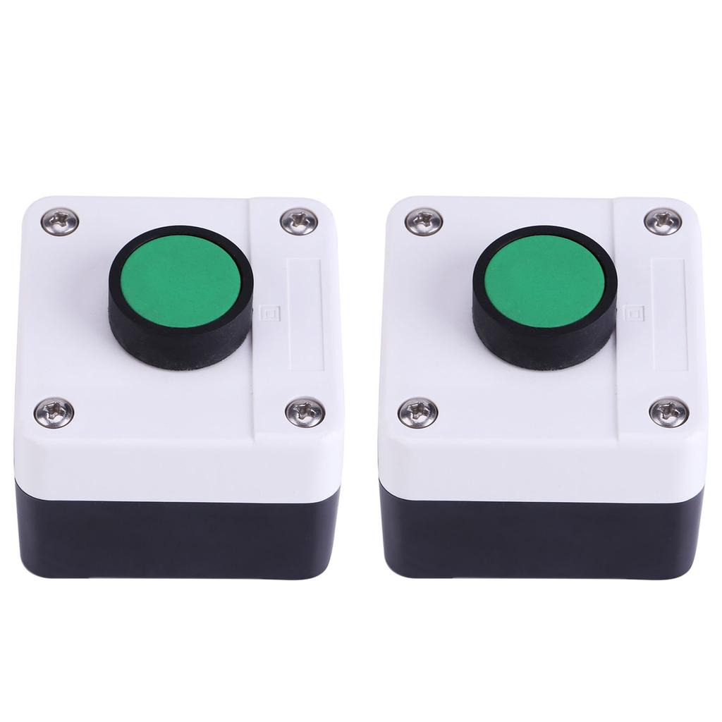 2pcs Push Button Switch Station Box Momentary Switch One Push Button Control Switch for Gate Opener Green