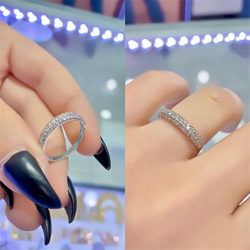 New Trendy Women Ring with Shiny CZ Simple Band Stylish Girls Accessories High Quality Versatile Jewelry Wholesale Lots