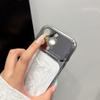 Elegant White Resin Apple Phone Case: Full Coverage for iPhone 13, 14, 15, 16 Pro Max, Large Window, Electroplated Finish for Women