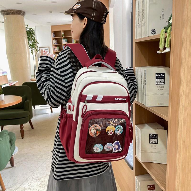 

Новый школьный рюкзак для ученика, рюкзак для девочки-подростка, многослойный легкий рюкзак с поддержкой спины, рюкзак большой вместимости. красный