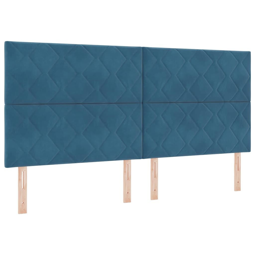 Box Spring Bed with Mattress and Headboard Blue 200 x 200 cm Velvet