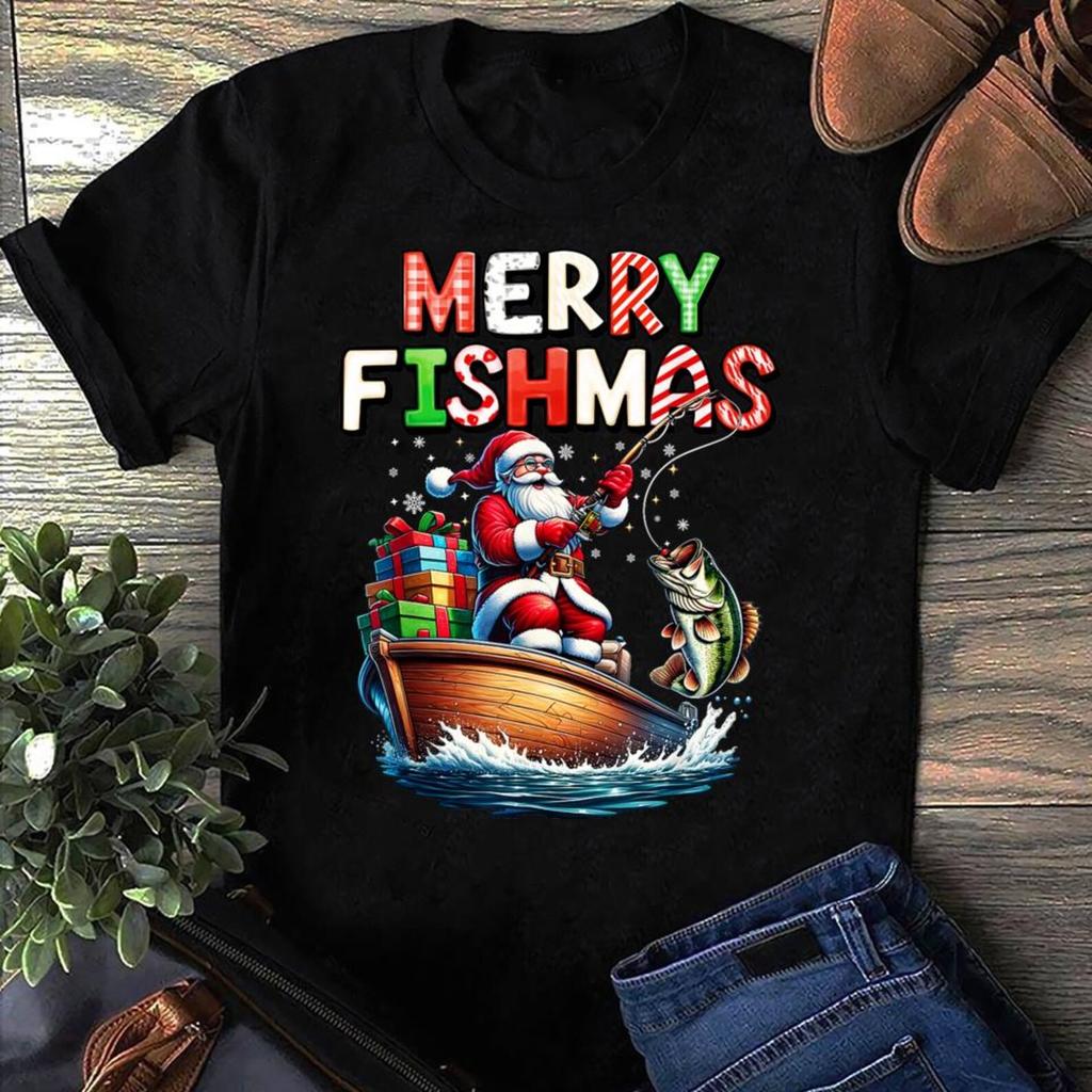 Merry Fishmas Santa Fishing Lovers Funny Fisherman Christmas, Fish Life Shirt, Fishing Shirt, Gift For Fisher, Funny Fishing, Fisherman Gift
